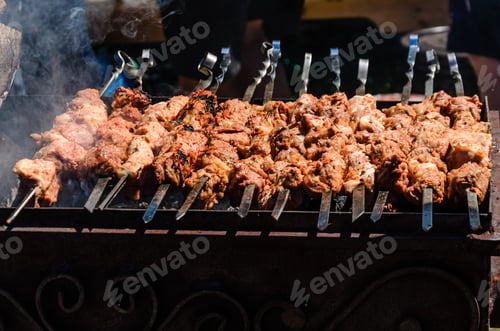 Preview: Shish Kebab With Spices Preparing On Skewers