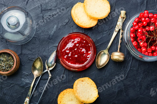 Preview: Glass Jar With Jam And Viburnum Berries