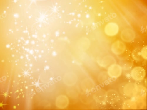 Preview: Abstract Gold Background Colorful Blurred Christmas Light Garland Snow