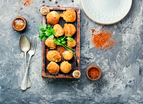 Preview: Champignon Mushrooms In Breadcrumbs.Breaded Mushrooms Or Deep-Fried Mushrooms