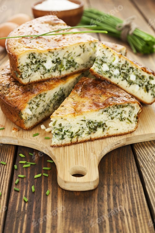 Preview: Pie With Spring Onion And Eggs On The Table