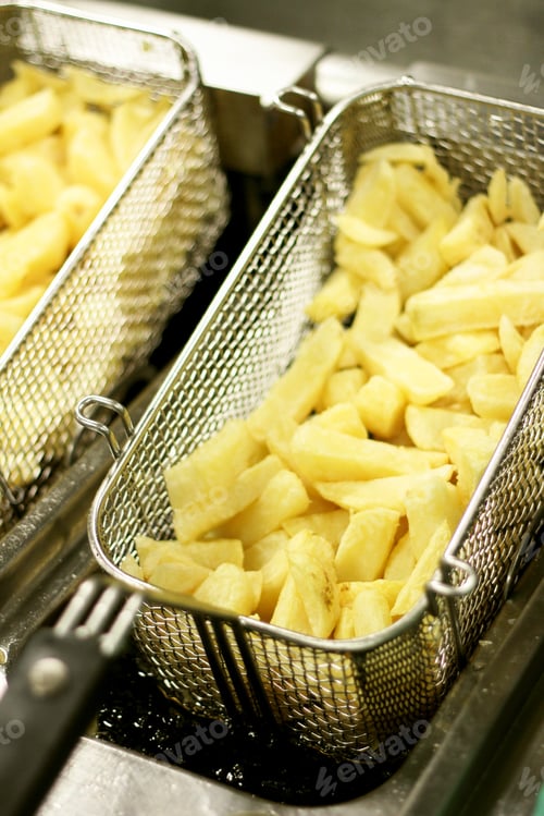 Preview: Frying Chipped Potatoes In Deep Fat Fryer