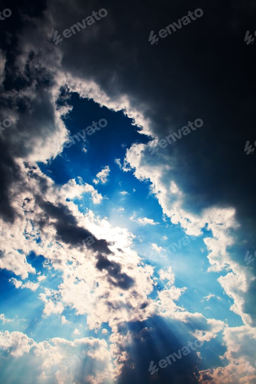 Preview: Blue Sky With White Clouds Background