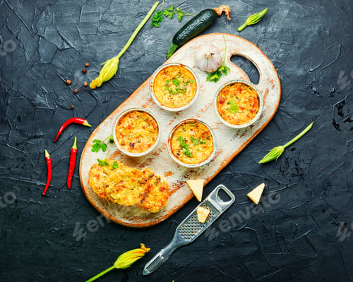 Preview: Vegetable Muffins With Zucchini And Cheese, Healthy Food.