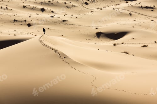 Preview: Man Walking On Dunes In Desert