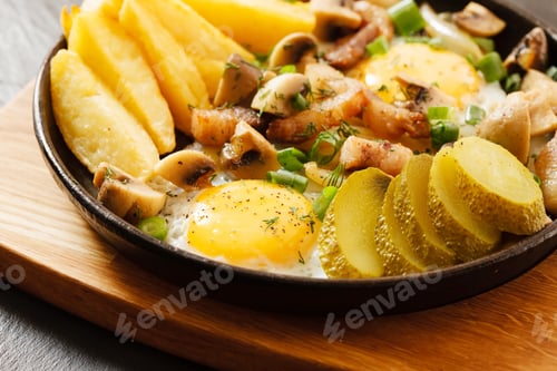 Preview: Fried Potatoes With Meat And Egg