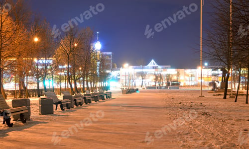 Preview: Alley Glory Of Firefighters In Microdistrict Ribatskoe At Night On The Outskirts Of St. Petersburg