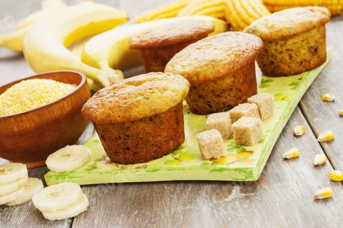 Preview: Corn Muffins With Bananas On The Table