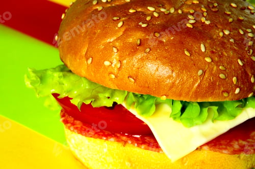 Preview: Hamburger On The Background Of A Hamburger. Food Minimalism.