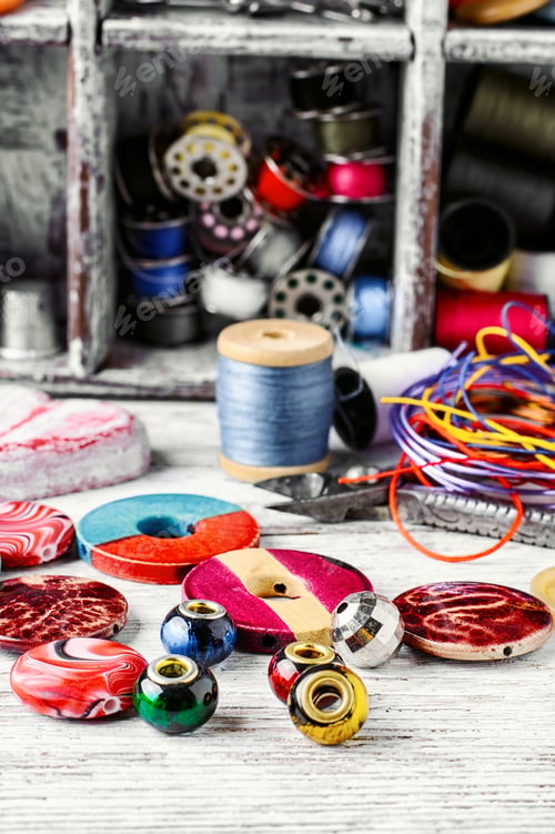 Preview: Accessories For Repair And Sewing Of Clothes And Jewelry.Selective Focus