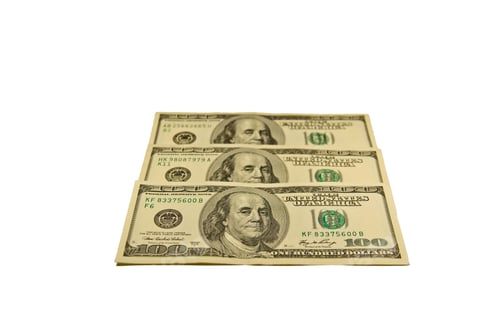 Preview: One Hundred Dollars Banknotes Isolated On White Background