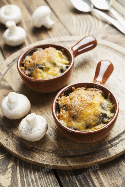 Preview: Mushrooms Baked With Cheese Crust In Cocotte