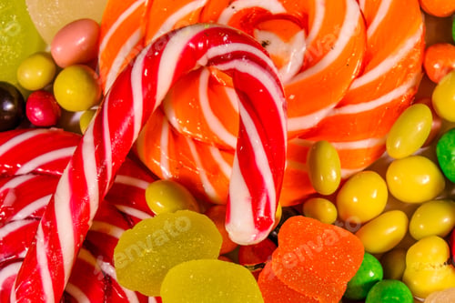 Preview: Texture Of The Different Sweet Candies For Background