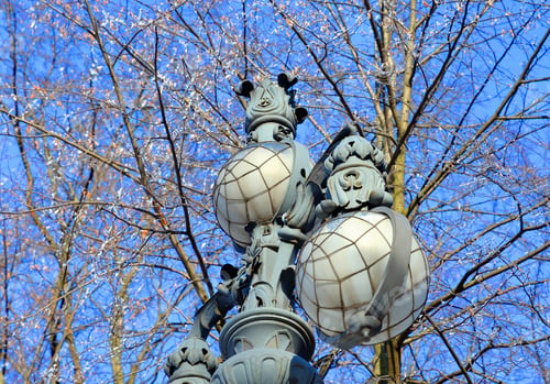 Preview: Street Lamp In The Old Style On Blue Sky Background In St.Petersburg, Russia.