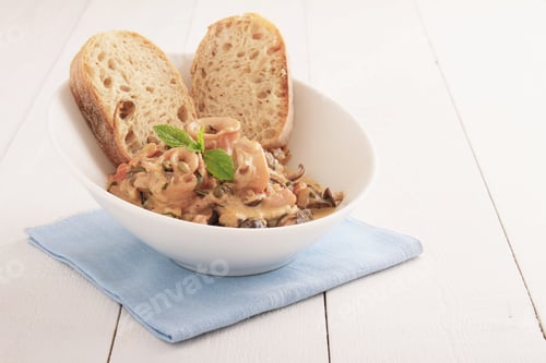 Preview: Squid Soup In Bowl With Ciabatta Bread