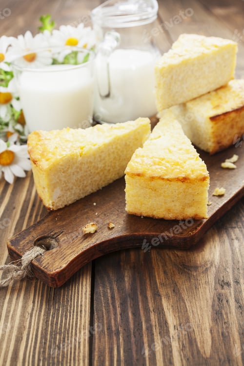 Preview: Casserole With Millet And Curd On The Wooden Table