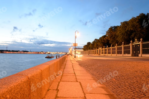 Preview: Palace Embankment Of Neva River In St.Petersburg At Night, Russia.