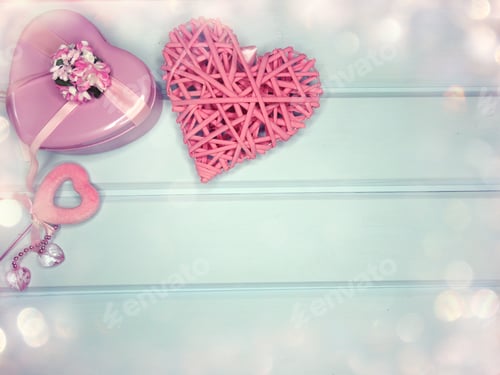Preview: Gift Box Hearts Decor Love Valentine'S Day Present On Shiny Background