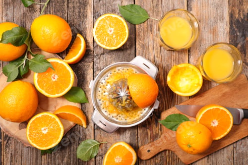 Preview: Orange Juice On Wood Background