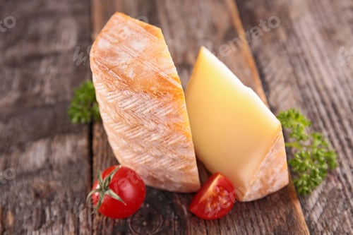 Preview: Cheese Portion On Wood Background