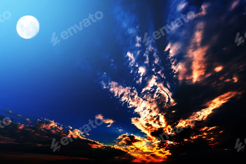Preview: Background Night Sky With Stars And Moon. Elements Of This Image Furnished By Nasa