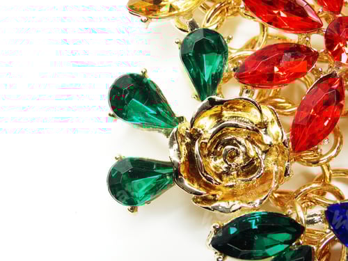 Preview: Colorful Jeweled Flower on Gold Chain