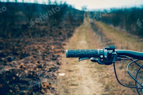 Preview: Mountain Biking Down Hill Descending Fast On Bicycle. View From Bikers Eyes.
