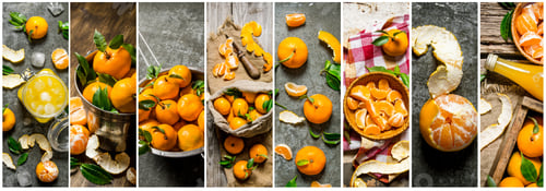Preview: Food Collage Of Fresh Mandarin .