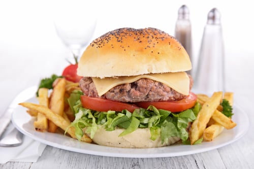 Preview: Burger On Plate With French Fries