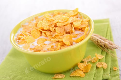 Preview: Bowl With Cornflakes And Milk
