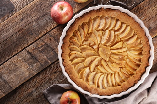 Preview: Homemade Apple Pie On Wood Background