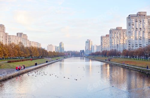Preview: View Of Smolenka River And Novo Smolenskaya Embankment On Vasilevsky Island In St. Petersburg