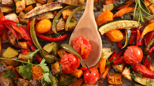 Preview: Roasted Various Of Vegetable And Wooden Spoon