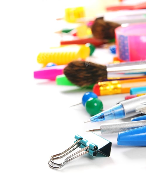 Preview: School Tools And Accessories On A White Background.
