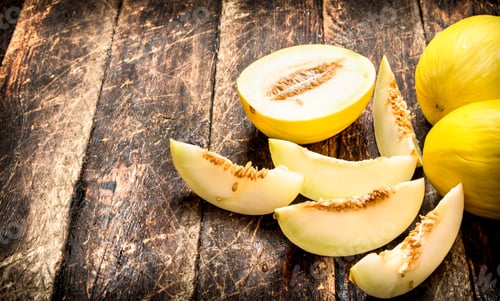 Preview: Ripe Fresh Melon. On The Wooden Background.