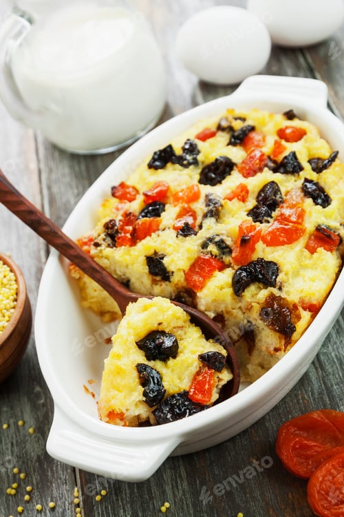 Preview: Millet Casserole With Dried Fruits On The Table