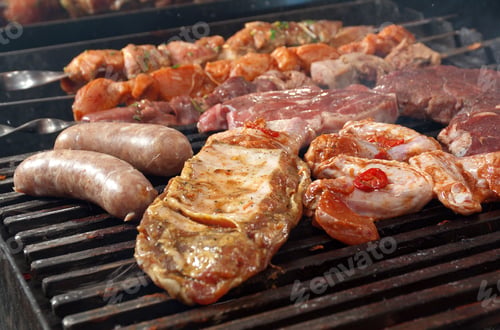 Preview: Cooking Meat Barbecue Shallow Depth-Of-Field.