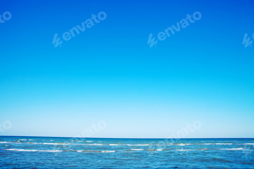 Preview: Nature Seascape With Seagull In Blue Sky