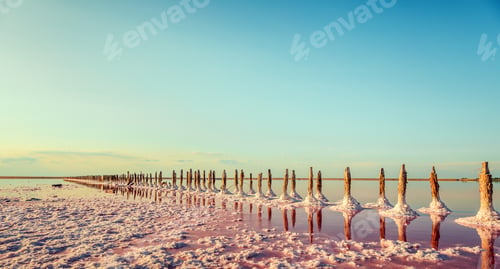 Preview: Aerial View Of Pink Lake And Sandy Beach