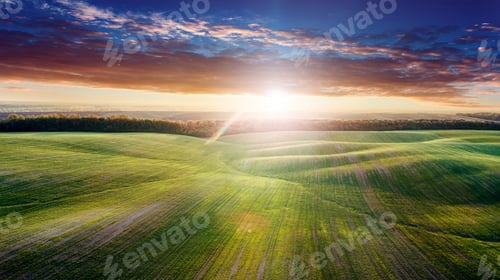 Preview: Drone With A Camera On A Green Field.