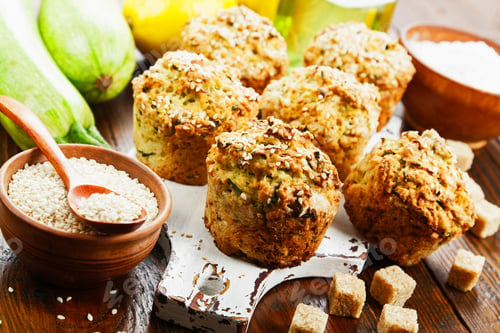 Preview: Zucchini Muffins With Lemon On The Table