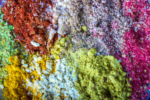 Preview: Mix Of Colorful Aromatic Indian Spices And Herbs Background