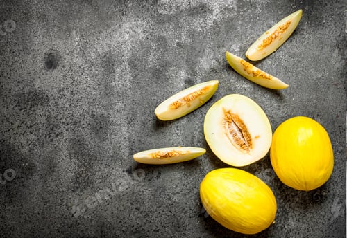 Preview: Ripe Fresh Melon . On The Rustic Background.