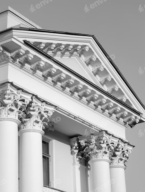 Preview: Fragment Of Yelagin Palace In St. Petersburg, Russia. Black And White.