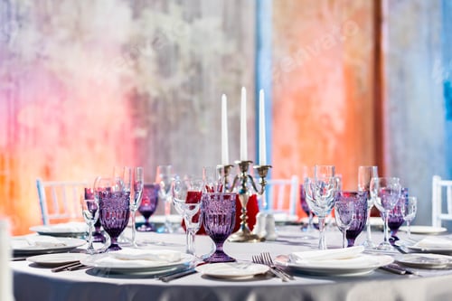 Preview: Classy Elegant Table Wedding Hall, Eve Or Dinning Or Other Function Facility With Colorful Ceiling