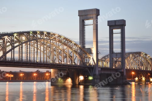 Preview: Finland Railway Bridge At Night, St.Petersburg, Russia.