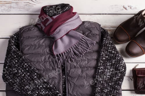 Preview: Close Up Of Winter Menswear. Boutique Of Clothing And Accessories.