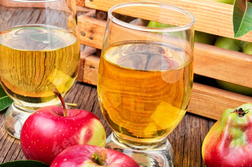Preview: Apple Cider With Fresh Apples On Rustic Background.Apple Cider Cocktail