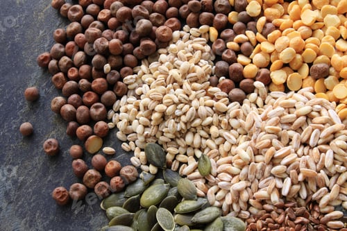 Preview: Dried Beans Seeds Pulses On Slate Background
