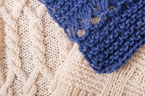 Preview: Knitted Textures with Neutral and Blue Yarn